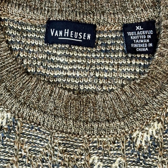VTG 90s Van Heusen Lightweight Crew Neck Pullover Brown Sweater - Picture 3 of 6